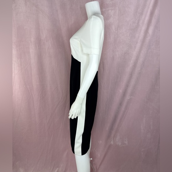 Judith and Charles Womens Black White Sheath Dress Size 6 Short Sleeve Workwear - Picture 2 of 8